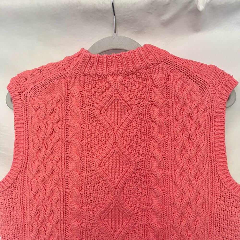 She Sky Cable Knit Sweater Vest Sz L Coral Preppy Coastal Y2K Spring Cottage NWT - Picture 5 of 12